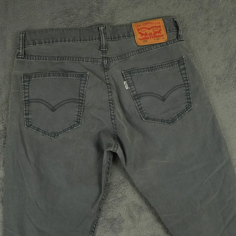 Levi's 508 Regular Taper‎ Jeans Mens Fits 32x29 Gray Stretch Denim Pants Classic